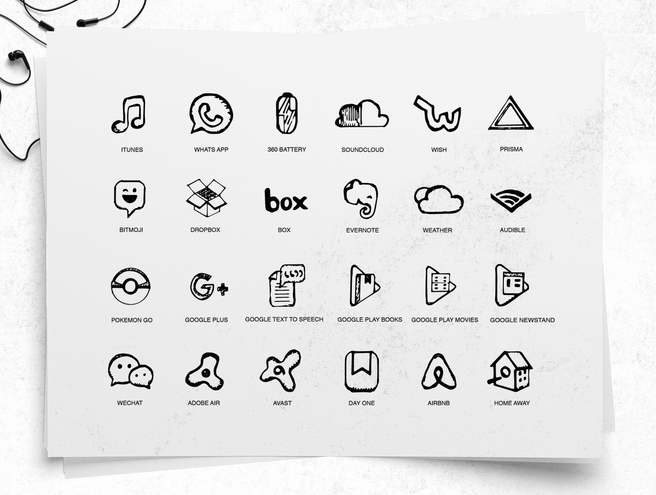 手绘风格流行的图标素材套装下载[ai,psd]设计素材模板