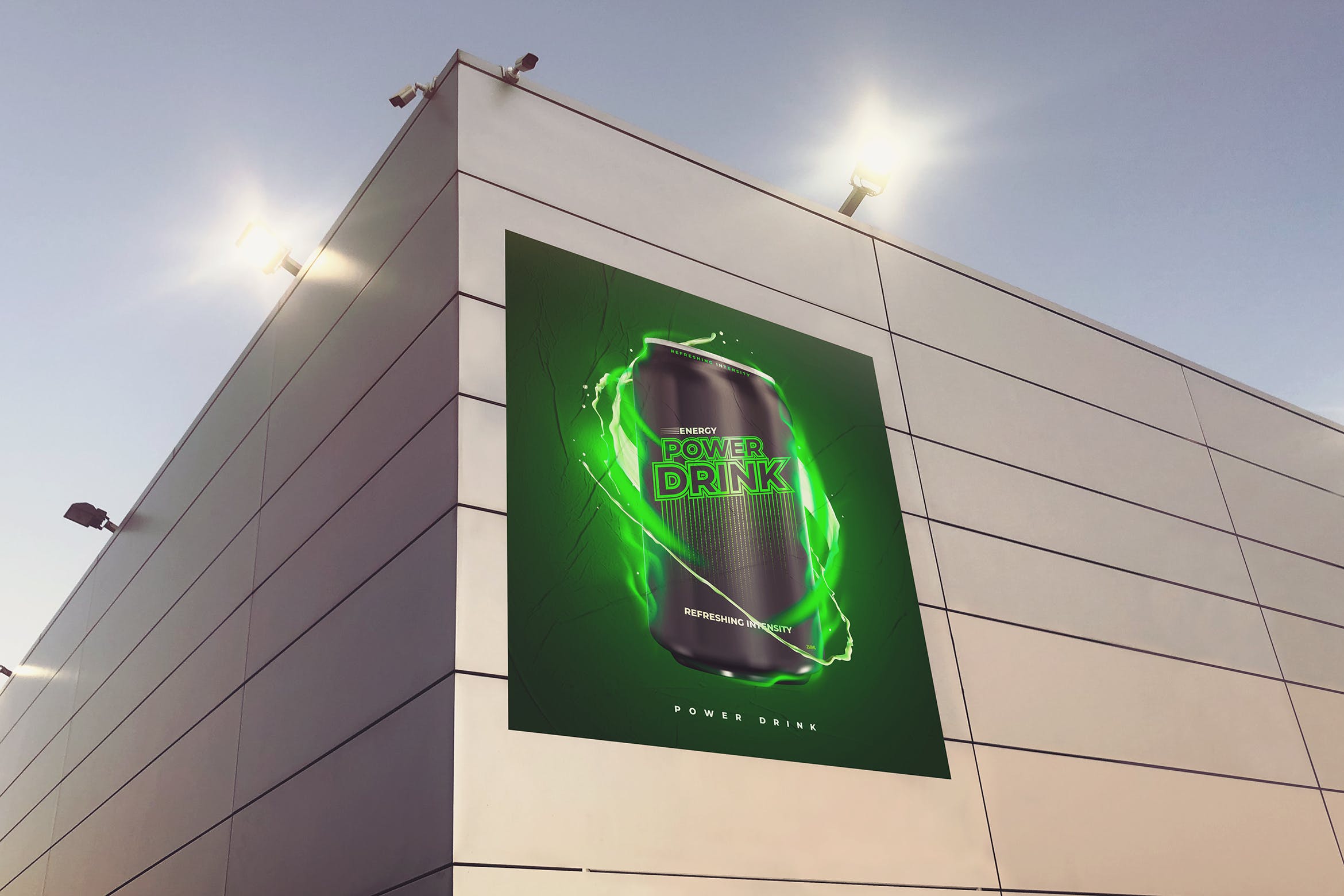 大楼外墙巨幅海报效果图样机模板 big poster mockup