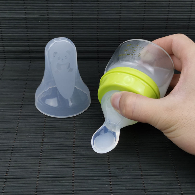 两用新生儿带勺子的奶瓶晶钻玻璃迷你60ml超小号初生婴儿喂奶喂水