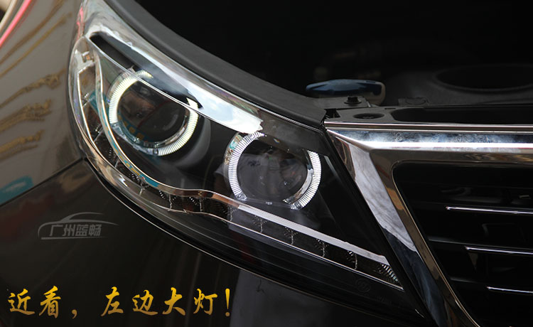 起亚智跑大灯总成 氙气大灯改装双透镜天使眼led泪眼日行灯智跑