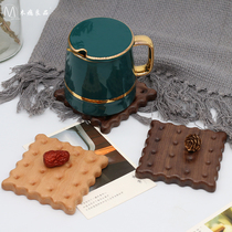 Biscuit placemat home Japanese square insulation mat table mat Creative original wooden restaurant anti-scalding pot mat