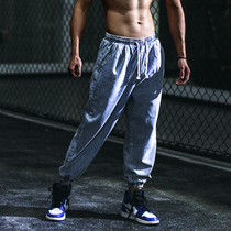 Muscle jeans male dog trousers loose and large size training fitness pants hip-hop feet closed leisure pants