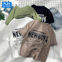 ins Tide brand short sleeve male Hong Kong wind loose casual fat big size trend mens summer students cotton half sleeve t-shirt