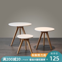Nordic apartment living room round mini small coffee table combination Japanese solid wood oak simple sofa small round table