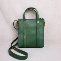 Handmade womens bag leather original Mini small bag shoulder bag head layer cowhide retro literary shoulder bag small square bag