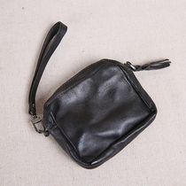 Handmade retro wrinkled leather mini small wallet womens coin purse cowhide simple small fresh coin bag key bag