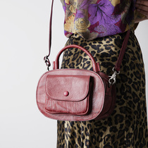 Leather women's bag bag shoulder messenger bag original retro handmade leather portable small square bag 2021 new
