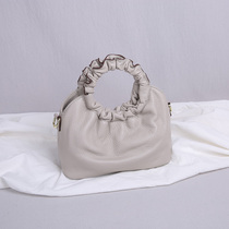 Head layer cowhide cloud bag female summer pleated leather shoulder bag small French niche mini bag shoulder bag
