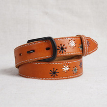 JUUZ LAN leather women's belt hand-embroidered decorative soft leather casual belt pin buckle thin simple Joker