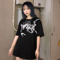 XSCP Tide brand chain print T-shirt BF Wind Street couples men and women T national tide short sleeve loose net red trend hip hop hop