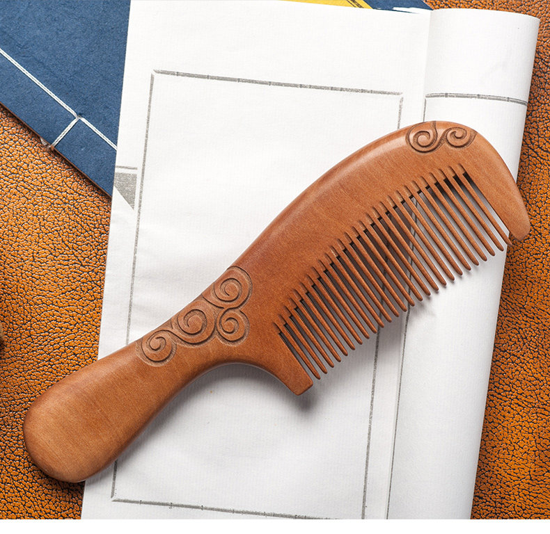 天天见正品桃木梳无静电木梳雕刻檀木梳按摩梳直发卷发梳长发梳子