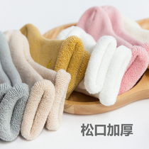 Baby socks 0-1 years old 3 months female baby winter thickened warm autumn and winter newborn long tube pure cotton socks