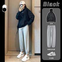 Korean gray sweatpants women loose bundles of leisure pants new autumn and winter plush straight tube thin guard pants in 2022