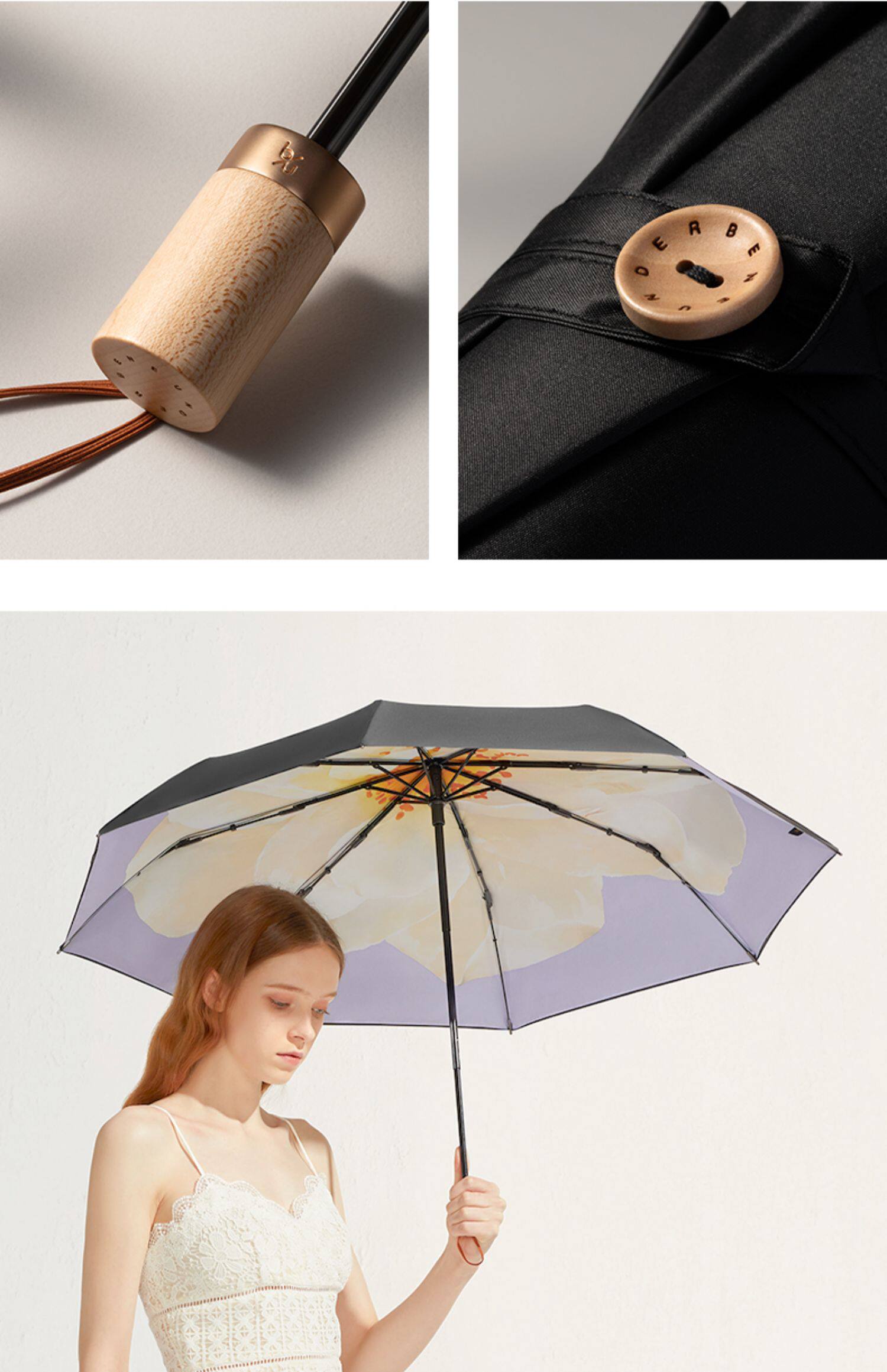 蕉下防晒莲町双层小黑伞焦下晴雨防紫外线