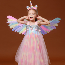 Christmas children's clothing girl new rainbow princess skirt baby cos dressed up girl dress