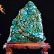 Boutique Sichuan Yaan green hand-made carving Matsushita Yaju Wenfang collection Ornamental crafts ornaments Qishi auction