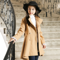 Childrens coat of girls woolen coat 2021 new autumn and winter Korean version thickened with a long section of the baby boomer gas