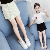 Girl Denim Shorts Skirt Pants 2022 New Summer Clothing CUHK Boy 11 Summer 12 Foreign Air ten Outside Wearing 900 lap 8 years old