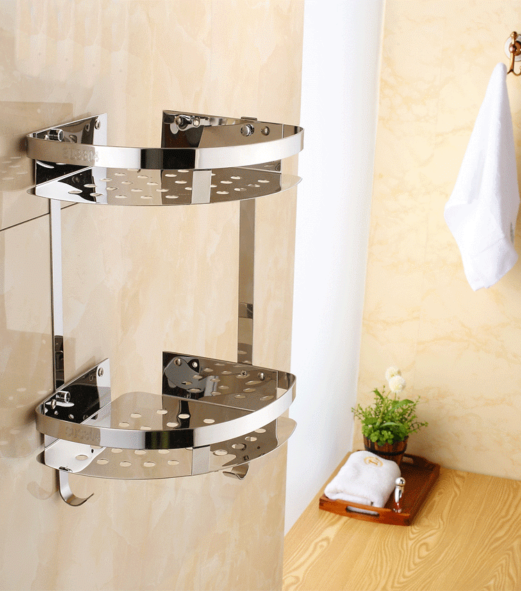 304不锈钢浴室挂件三角架转角架三角置物架三角篮卫生间挂件角蓝