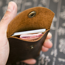 Card bag Mens bag Single bank card bus card wallet Multi-functional leather cowhide handmade coin purse Small card bag