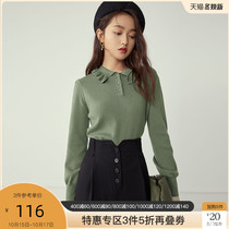 Fan Si Lanen age-reduced Baby collar knitwear shirt top womens long sleeves autumn and winter 2020 New wear pullover sweater