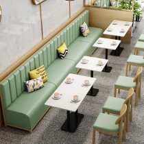 Milk tea shop table and chairs net red minimalist port style tea restaurant holder sofa leaning against wall combined double sweet shop burger shop