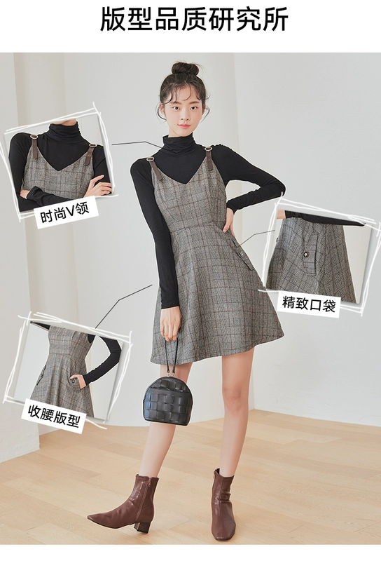 Handu Yishe Spring 2021 Phụ nữ mới Eo A-line Kẻ sọc Sling Váy ngắn Bellflower Dress Trẻ em - A-Line Váy