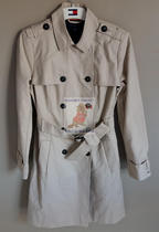 TOMMY HILFIGER womens womens windbreaker coat long beige dark blue