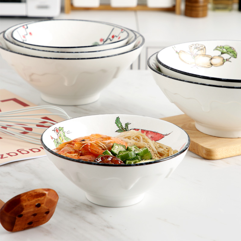 Jingdezhen ceramic bowl Japanese individual the draw rainbow such as bowl noodles big bowl of household tableware big salad hat to bowl