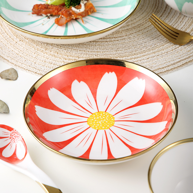 Ceramic steamed fish dishes household Nordic creative web celebrity new large fish dish dish dish single tableware