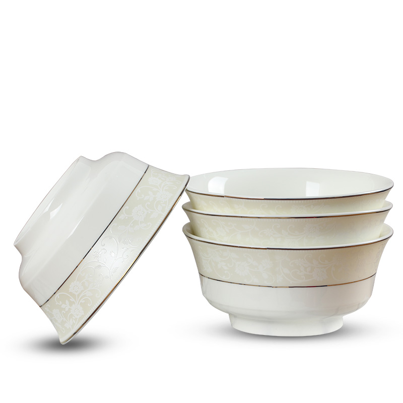 Jingdezhen ceramic bowl 4 pack high mercifully such dishes contracted ipads porcelain tableware household large soup bowl suit