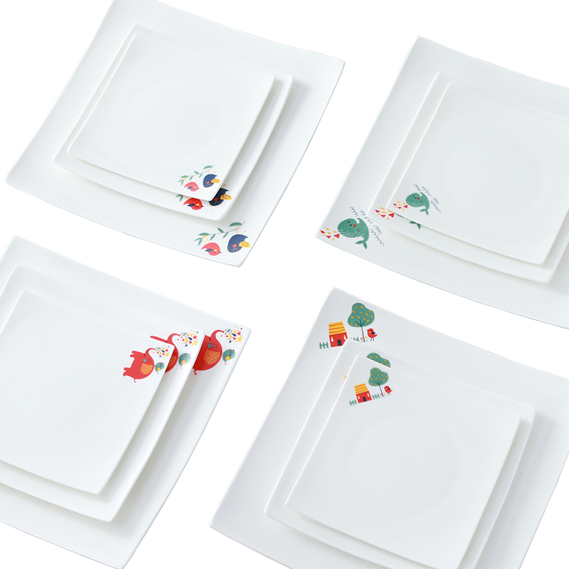 Creative dish pure western food steak dishes square plate flat ceramic plate snack plates western - style tableware