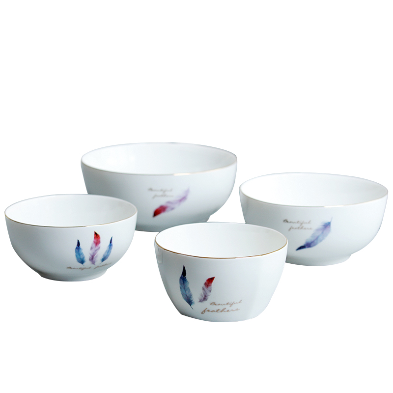 Jingdezhen ceramic bowl domestic large such as soup bowl Japanese contracted Nordic eat bowl under glaze color porcelain tableware