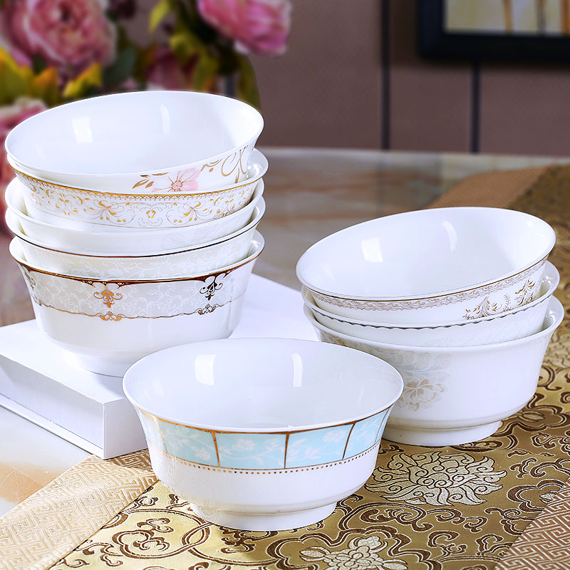 Jingdezhen ceramic bowl 4 pack high mercifully such dishes contracted ipads porcelain tableware household large soup bowl suit