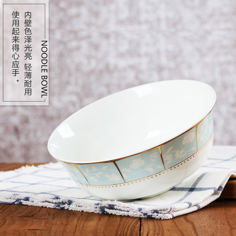 Jingdezhen ceramic bowl household 6 inches rainbow such use large rice bowl Chinese li riceses leave microwave tableware