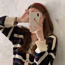 Early autumn 2021 New knitted cardigan V-neck loose sweater coat gentle wind sweet lazy coat women