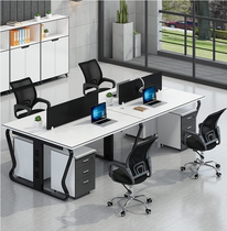 Office Desk Sub 4 Peoples staff Computer desk staff Table and chairs Composition Screen Working position Seat Bag installation