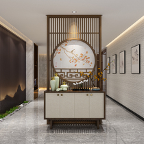 New Chinese screen partition cabinet bedroom living room solid wood grid fence hotel room log decoration porch wall