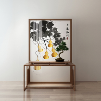 Chinese glass screen solid wood partition living room bedroom apartment door to block mobile Wufu Linmen entrance