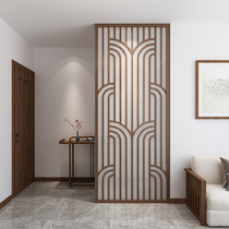 Chinese hollowing partition wall solid wood flower lattice grid screen living room room entrance into the house Xuanguan bedroom minimalist modern seat screen