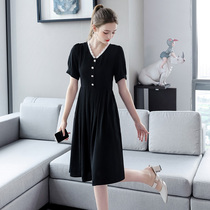 Luxurious 2022 Summer new Fat mm plus size Lace Splicing V Collar Skirt Temperament Sweaters Dress woman