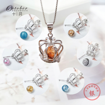 October fetal pendant pure silver package made fine fetal necklace souvenir DIY newborn baby gift