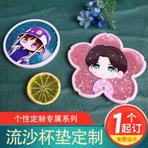 diy acrylic creative flow sand cherry blossom round cup cushion ins wind star cartoon around the same person customised to do