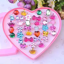 Childrens ring Diamond girl toy child gem small ring girl Princess Aisha cute jewelry gift box