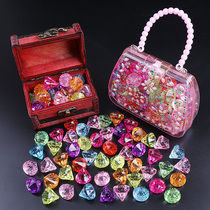 Childrens gem toy diamond imitation Crystal girl plastic big beads acrylic seven color Princess Treasure Box box