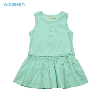 Love children's health hot sales children's clothing children's summer cotton round neck solid color open half-chest vest dress