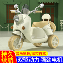 Childrens electric motorcycle tricycle boy and girl baby battery car charging remote control toy car good Leva