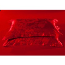 Pillow case Wedding rose red pillow silk red gold pair purple cotton cotton Nordic pink jacquard