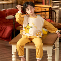 children's new pajamas boys spring autumn pure cotton long sleeve suit little boys' western style cartoon home clothes