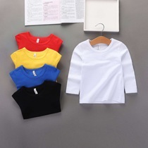 Childrens cotton base shirt Spring and Autumn wear baby autumn clothes for boys and girls round neck coat children white long sleeve T-shirt